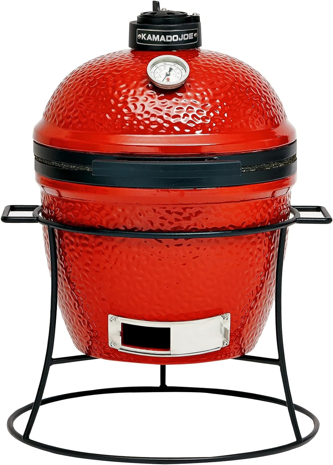 Kamado Joe KJ13RH Joe Jr. Barbacoa de carbón de cerámica en rojo fuego.