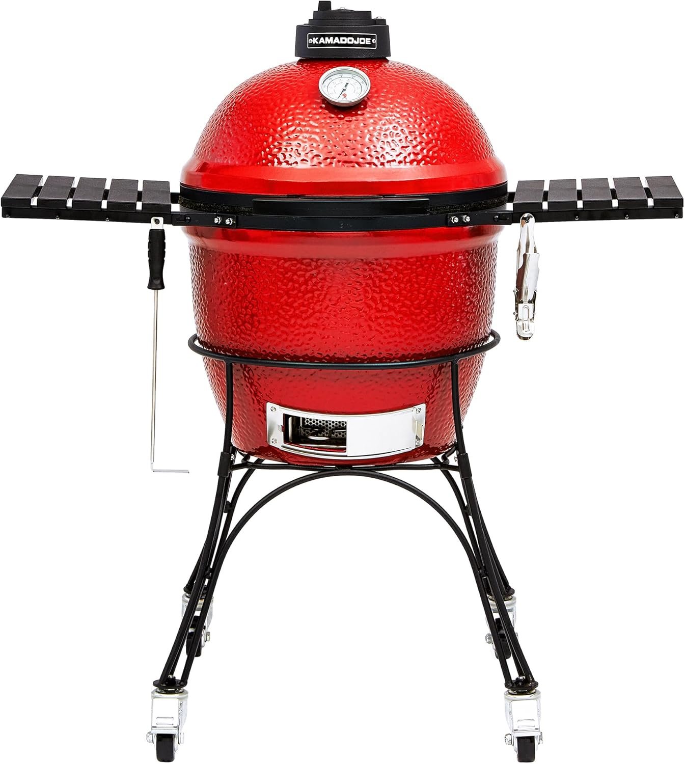 Kamado Joe® Clásico Joe I Barbacoa de carbón de cerámica en Rojo Fuego.