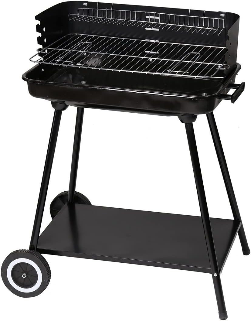 LOLAhome Barbacoa de carbón Milena con Parrilla de Acero Negra de 57x38x80 cm